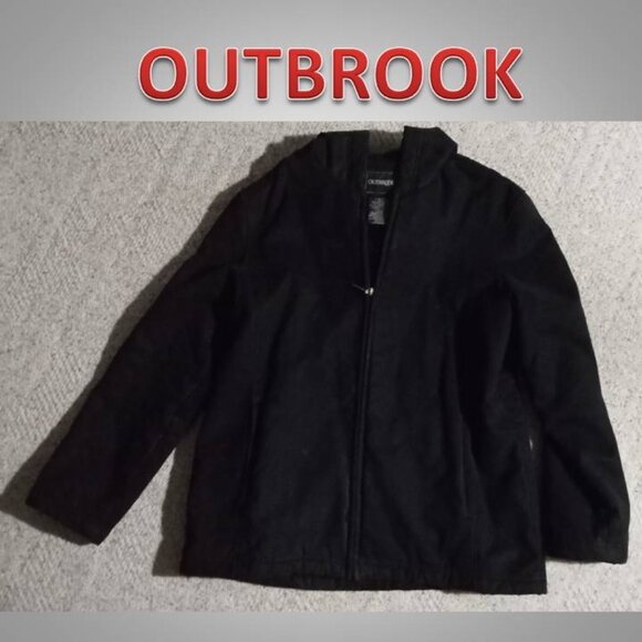 OUTBROOK black women's hooded coat jacket size large - Picture 1 of 5